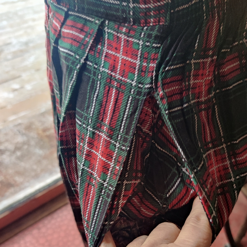 Briggs New York Plaid Skirt M Vintage Rayon Pockets Pleated Preppy Academia - Picture 7 of 12